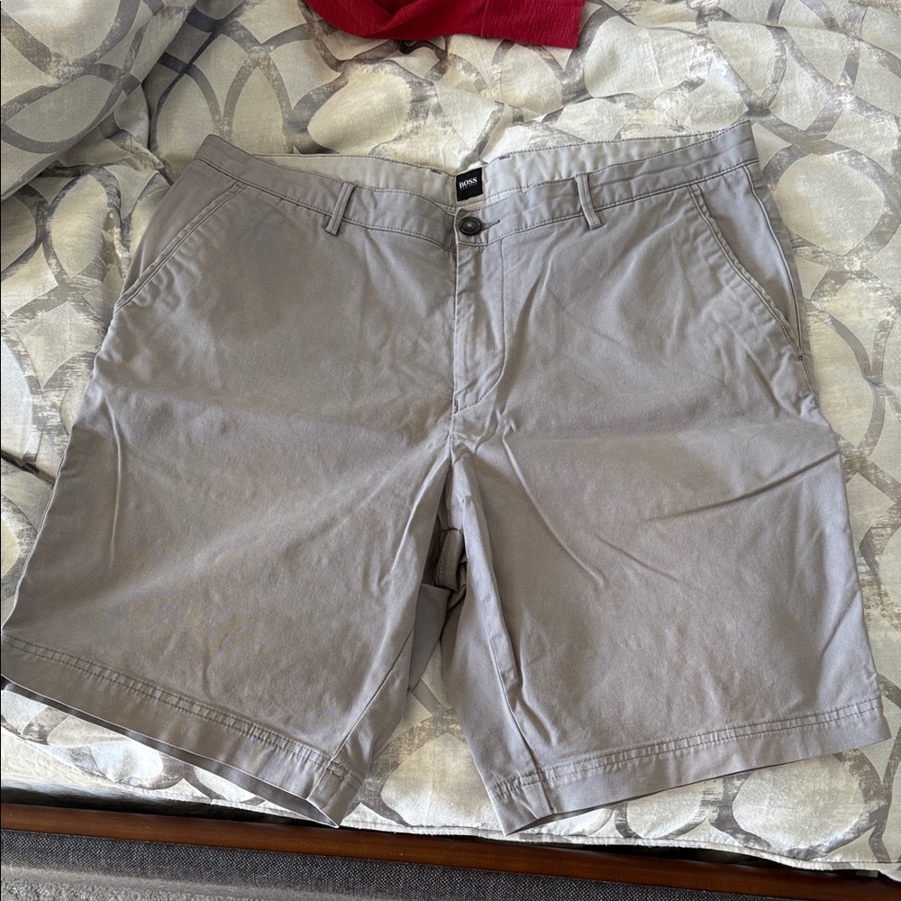 Hugo Boss Light Gray Flat Front Shorts